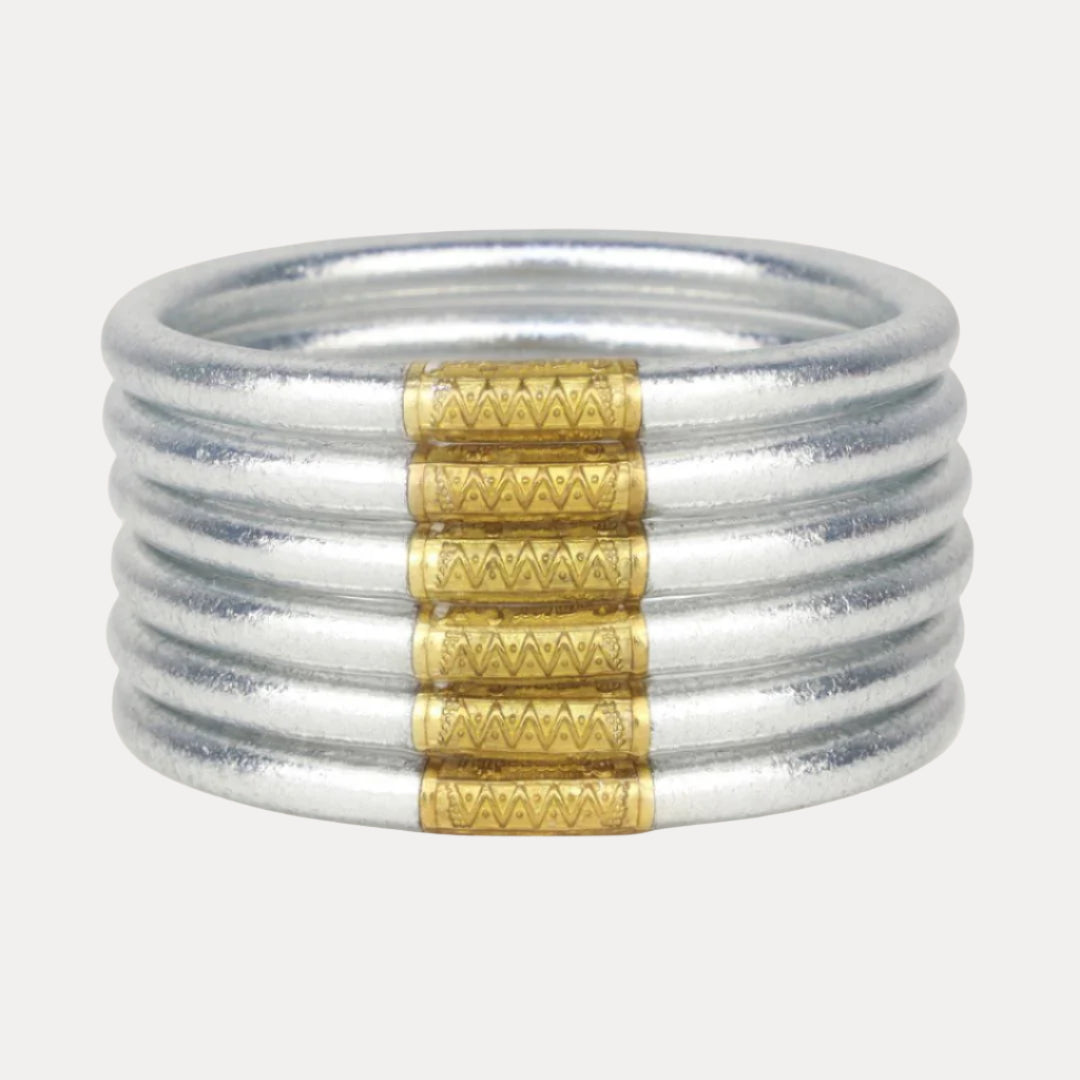 Srebrne bransoletki All Weather Bangles® (zestaw 6 sztuk) - Modlitwa o pogodę ducha